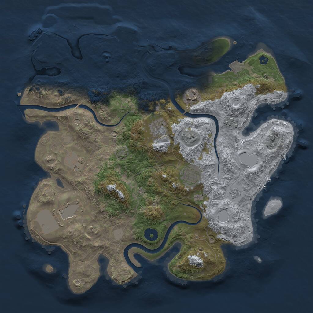Rust Map: Procedural Map, Size: 3500, Seed: 19881658, 12 Monuments