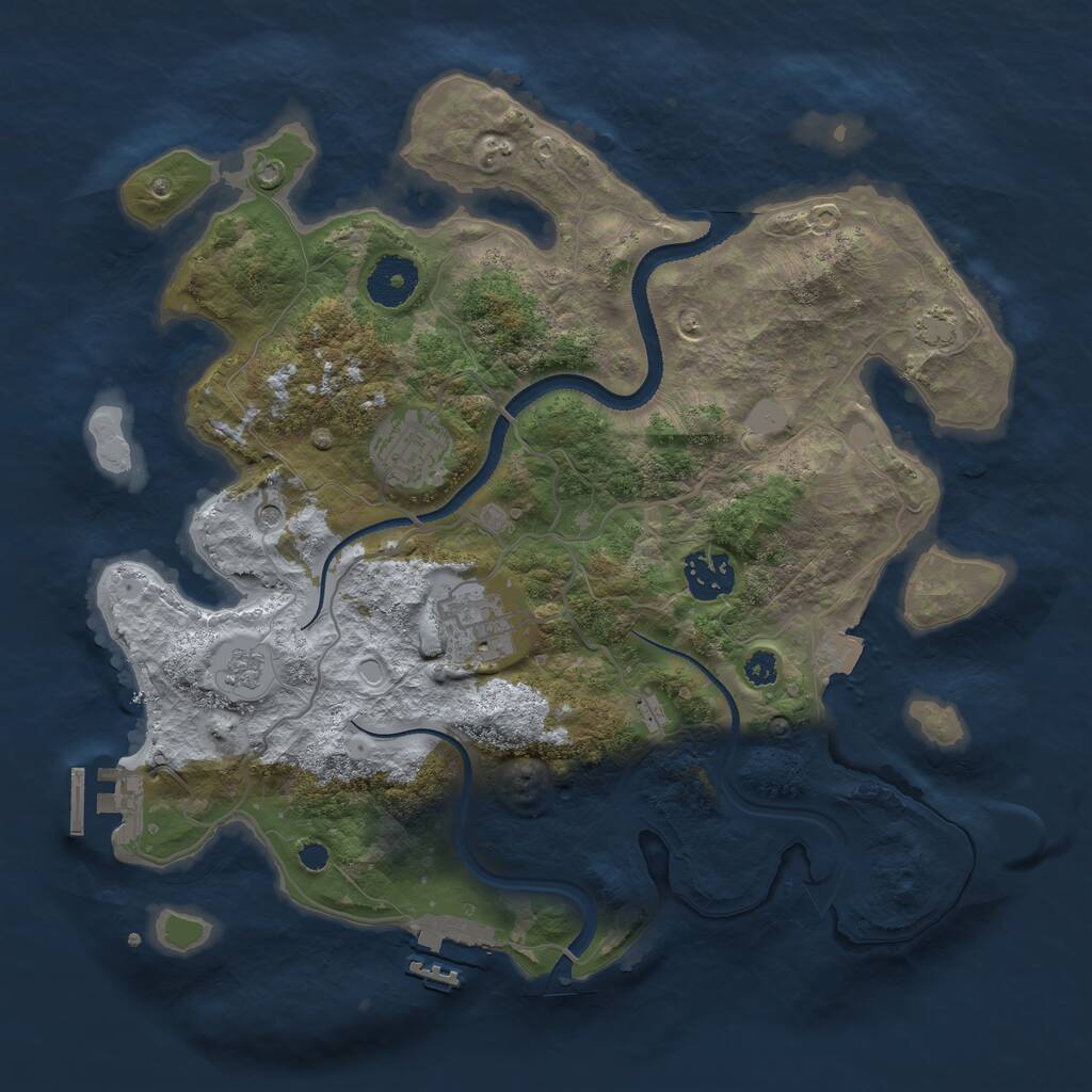 Rust Map: Procedural Map, Size: 3250, Seed: 1066512064, 9 Monuments