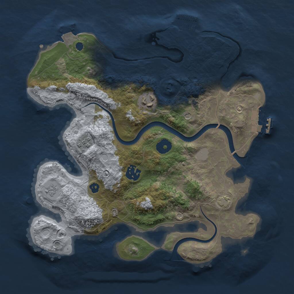 Rust Map: Procedural Map, Size: 3000, Seed: 836480666, 9 Monuments