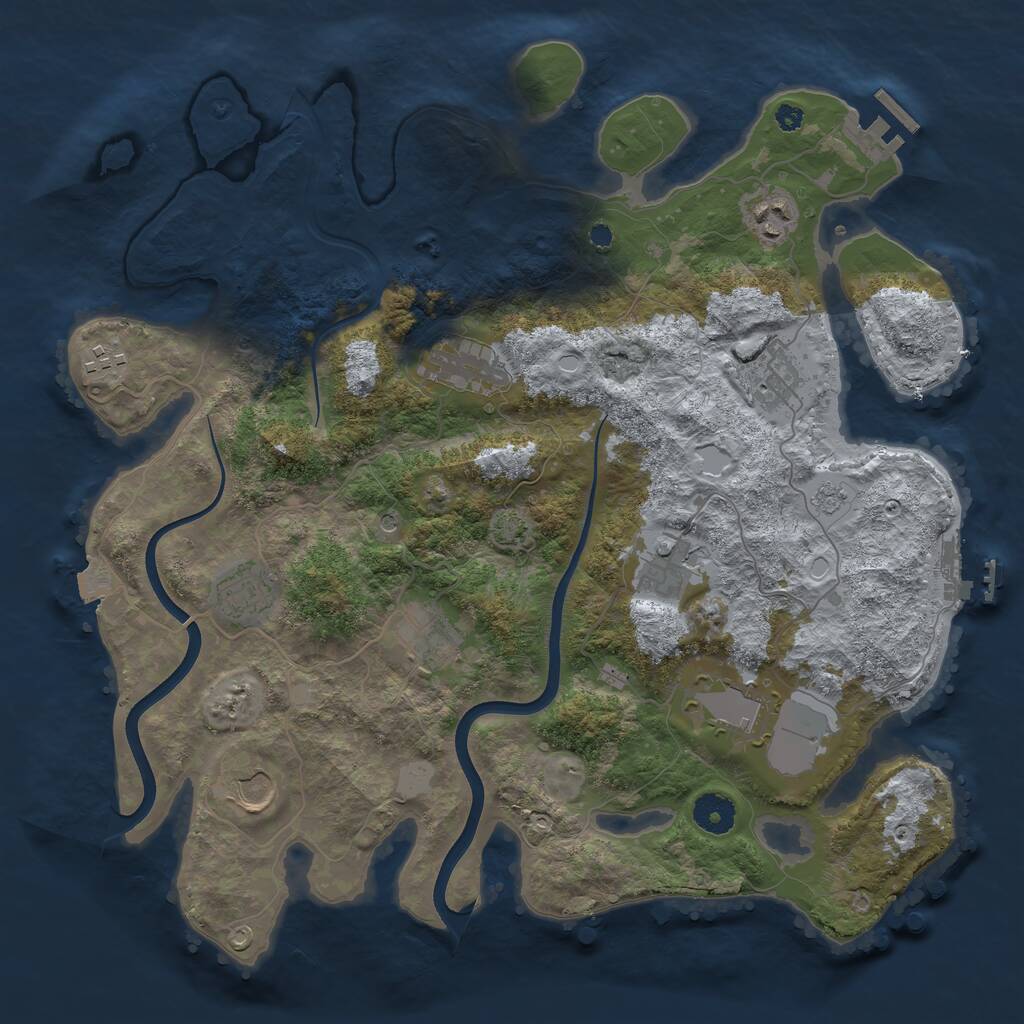 Rust Map: Procedural Map, Size: 3750, Seed: 851092694, 15 Monuments