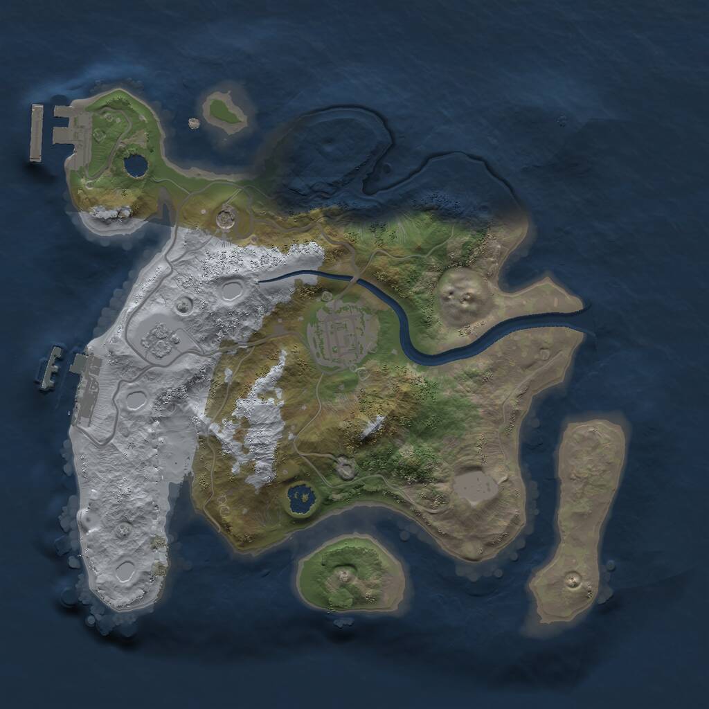 Rust Map: Procedural Map, Size: 2500, Seed: 103216521, 6 Monuments