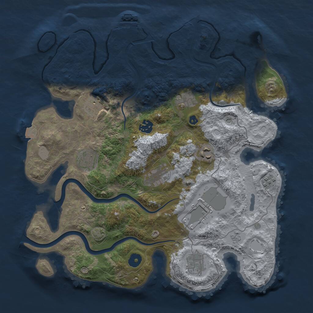 Rust Map: Procedural Map, Size: 3500, Seed: 1382132674, 14 Monuments