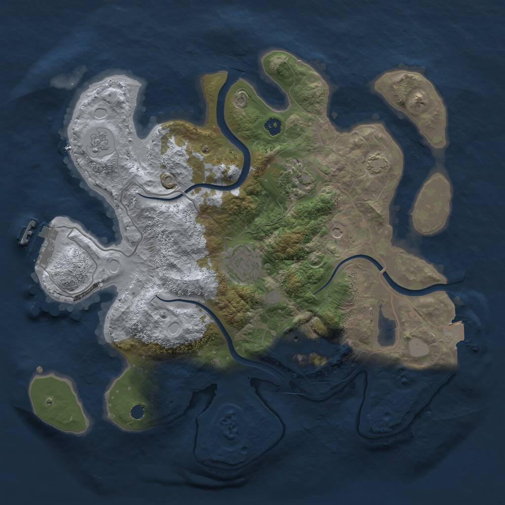 Rust Map: Procedural Map, Size: 3000, Seed: 7638837, 8 Monuments