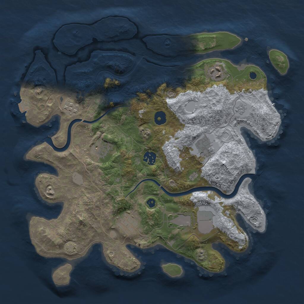 Rust Map: Procedural Map, Size: 3500, Seed: 339302406, 11 Monuments