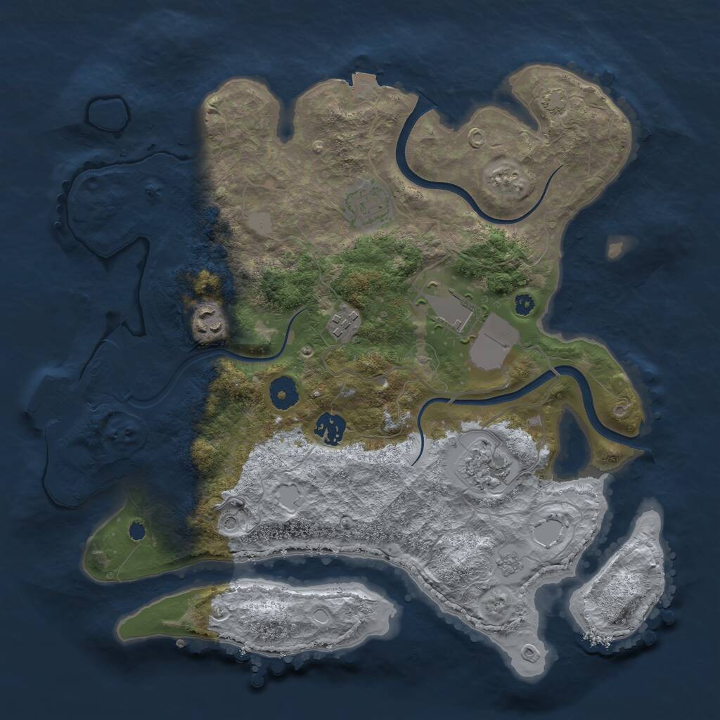 Rust Map: Procedural Map, Size: 3500, Seed: 1291486284, 11 Monuments