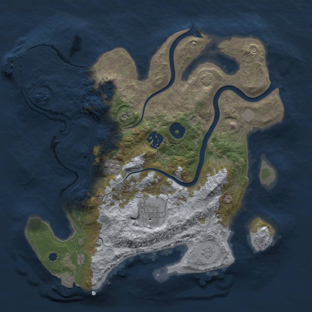 Rust Map: Procedural Map, Size: 3000, Seed: 235477889, 8 Monuments