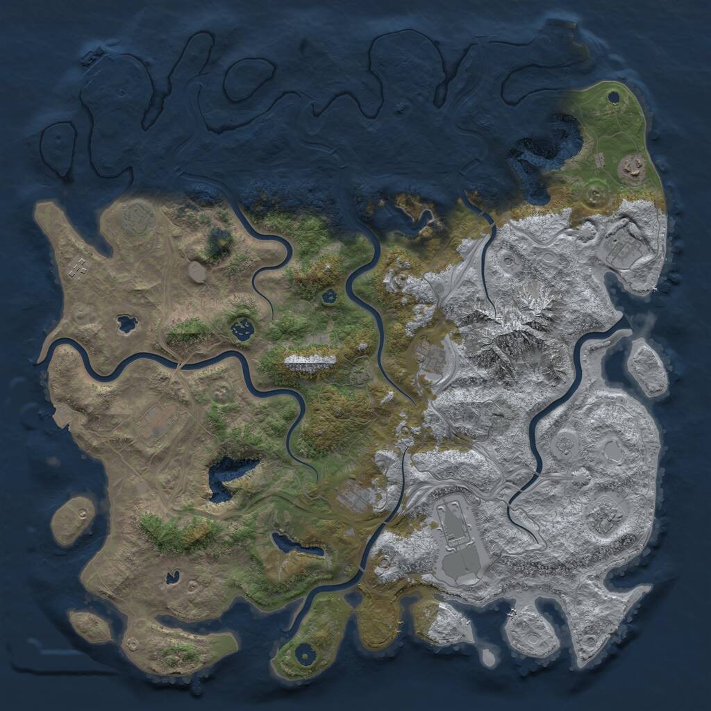 Rust Map: Procedural Map, Size: 5000, Seed: 1125917866, 16 Monuments