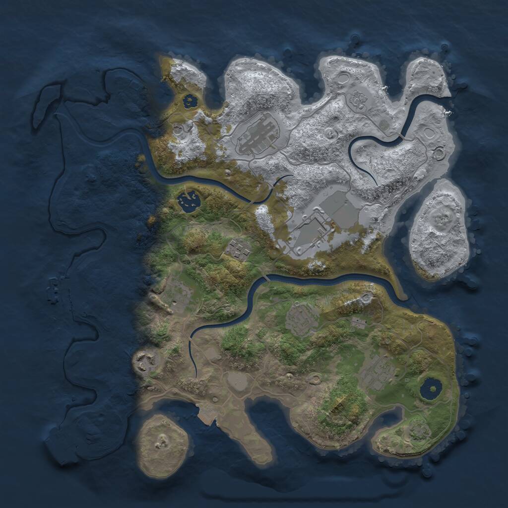 Rust Map: Procedural Map, Size: 3500, Seed: 1142922139, 14 Monuments