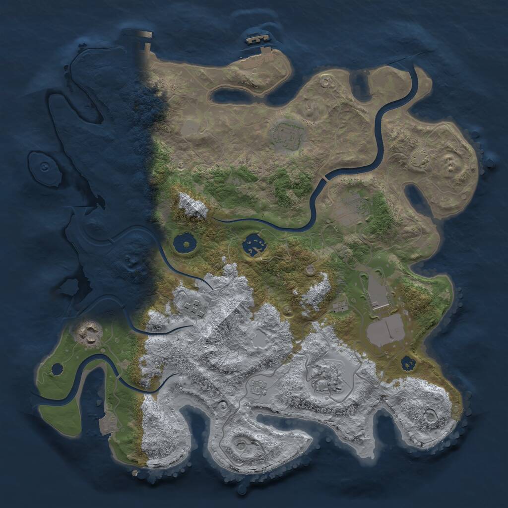Rust Map: Procedural Map, Size: 3500, Seed: 2123319942, 13 Monuments