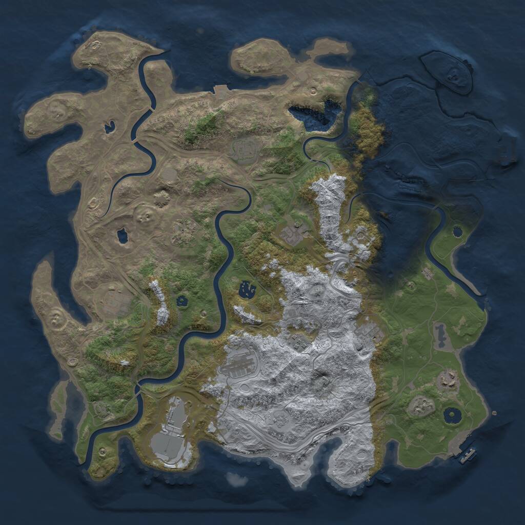 Rust Map: Procedural Map, Size: 4500, Seed: 65464328, 16 Monuments