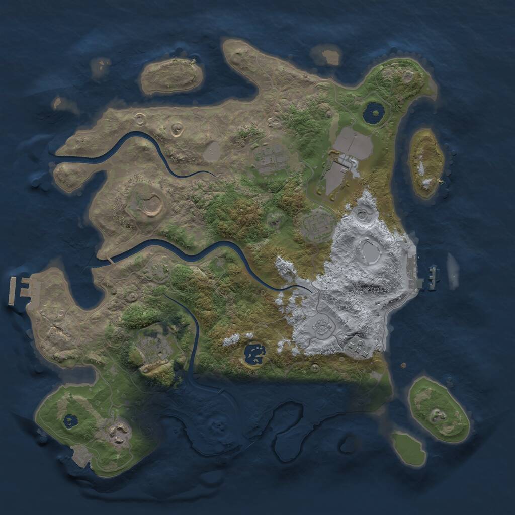 Rust Map: Procedural Map, Size: 3600, Seed: 325412, 14 Monuments