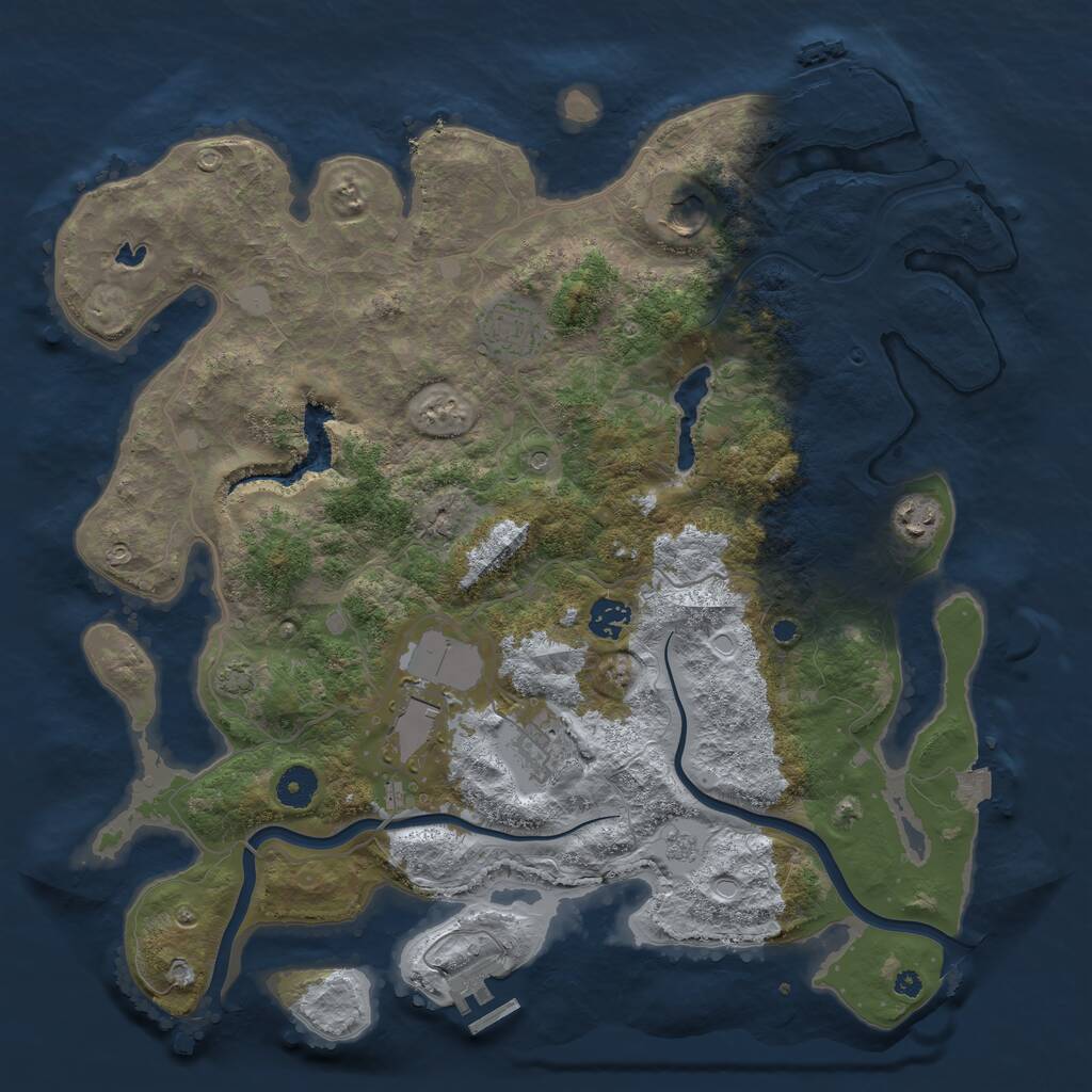 Rust Map: Procedural Map, Size: 4000, Seed: 1028811168, 12 Monuments