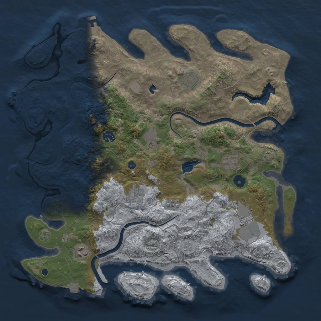 Rust Map: Procedural Map, Size: 4000, Seed: 889912, 14 Monuments