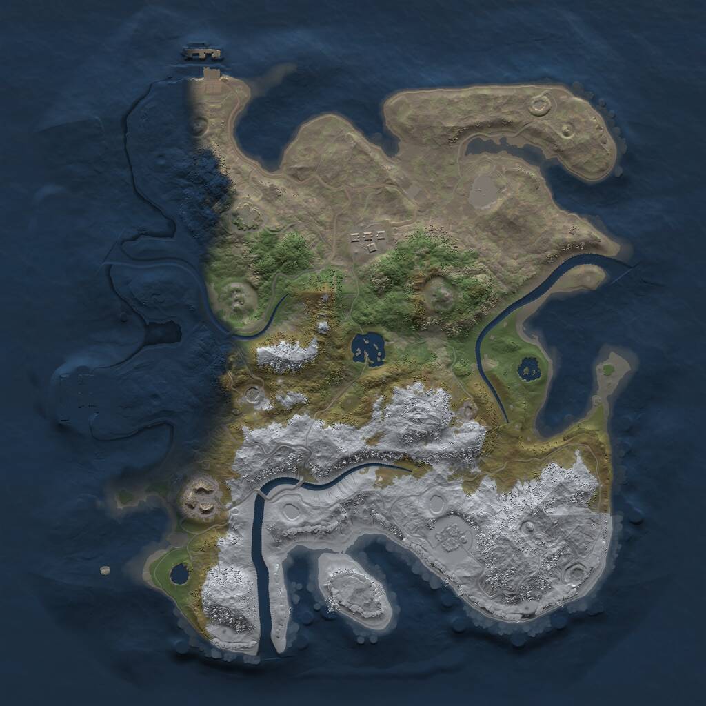 Rust Map: Procedural Map, Size: 3000, Seed: 3265, 9 Monuments