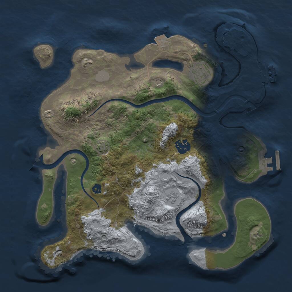 Rust Map: Procedural Map, Size: 3000, Seed: 1091777623, 8 Monuments