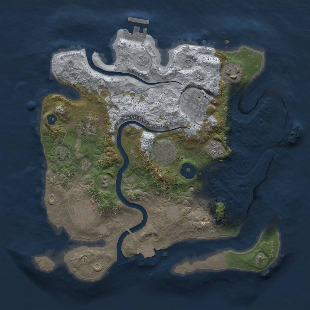 Rust Map: Procedural Map, Size: 3000, Seed: 23107, 12 Monuments