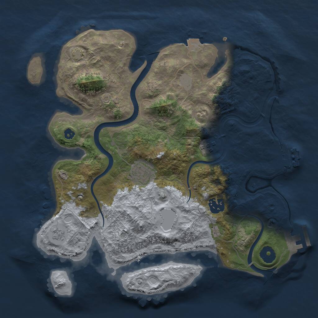 Rust Map: Procedural Map, Size: 3000, Seed: 1682595705, 8 Monuments
