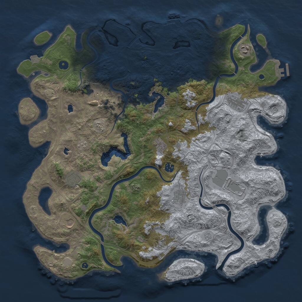 Rust Map: Procedural Map, Size: 4800, Seed: 77968511, 17 Monuments
