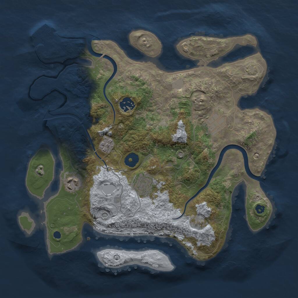 Rust Map: Procedural Map, Size: 3200, Seed: 1630959669, 9 Monuments