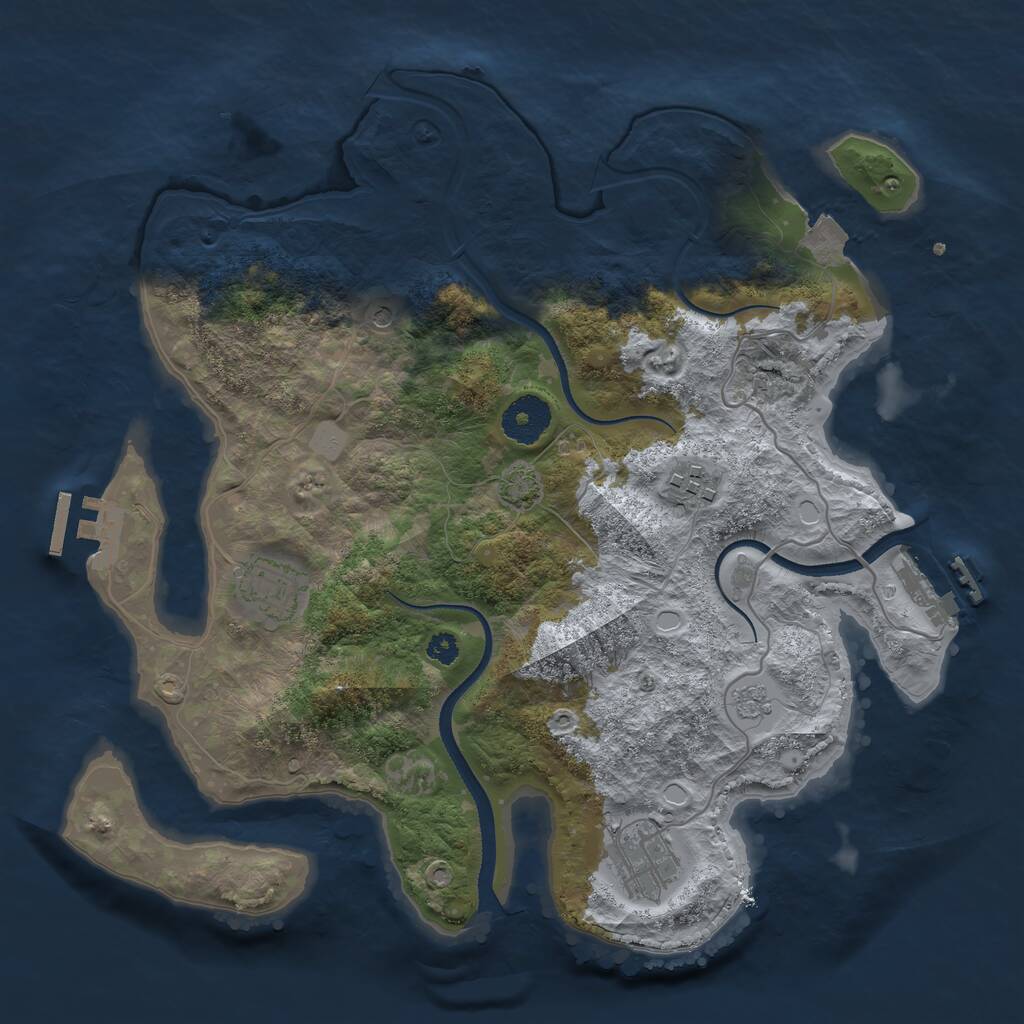 Rust Map: Procedural Map, Size: 3250, Seed: 1187742588, 9 Monuments