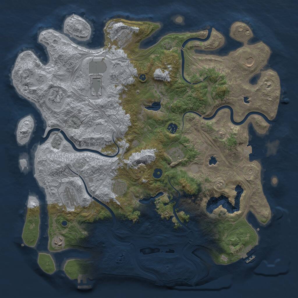 Rust Map: Procedural Map, Size: 4500, Seed: 922925445, 16 Monuments