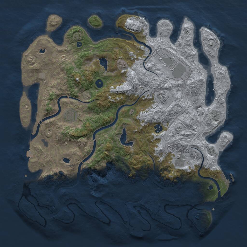 Rust Map: Procedural Map, Size: 4500, Seed: 2142186936, 12 Monuments