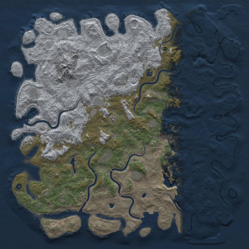 Rust Map: Procedural Map, Size: 6000, Seed: 97811329, 16 Monuments