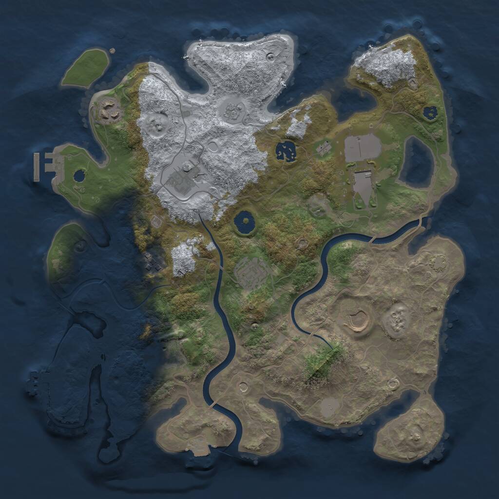 Rust Map: Procedural Map, Size: 3500, Seed: 64581321, 14 Monuments