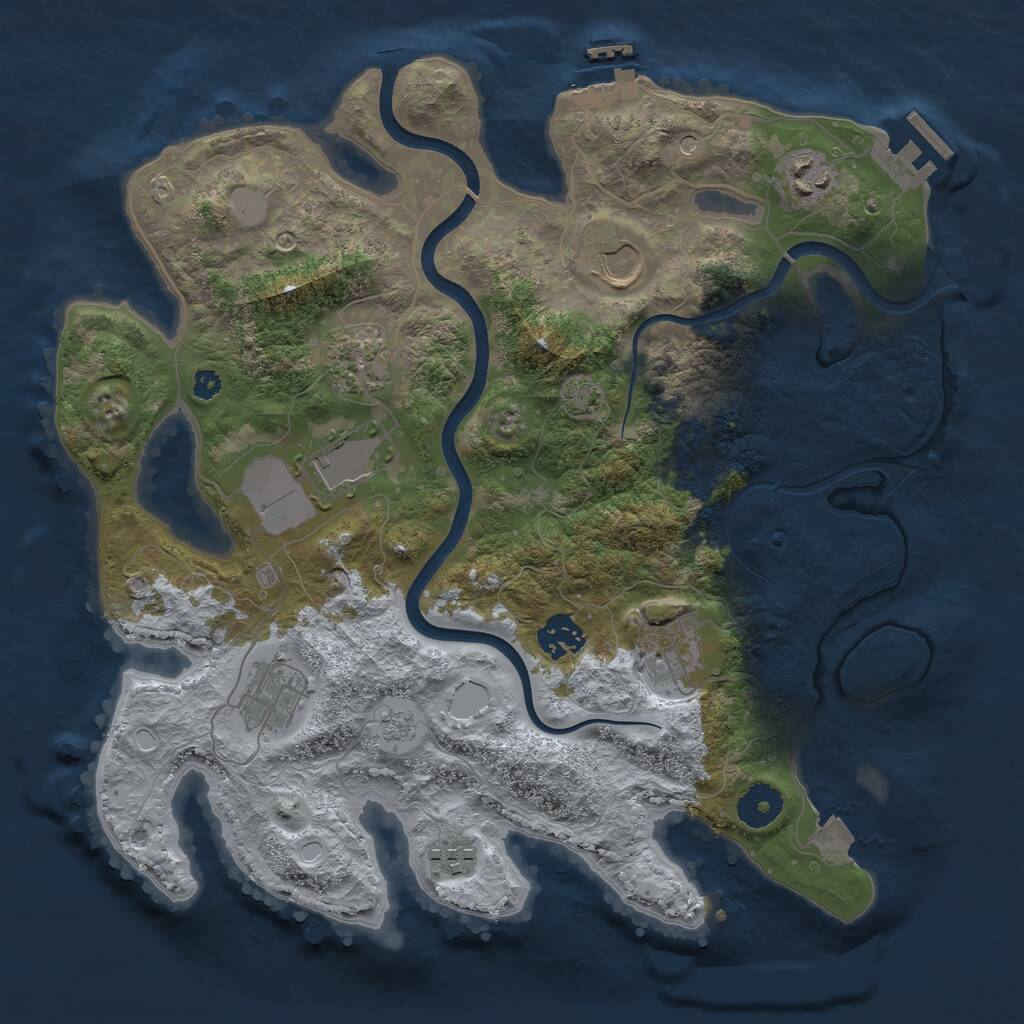 Rust Map: Procedural Map, Size: 3500, Seed: 438231918, 14 Monuments