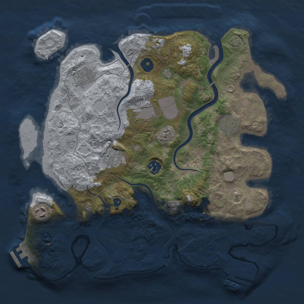 Rust Map: Procedural Map, Size: 3500, Seed: 1085643031, 13 Monuments