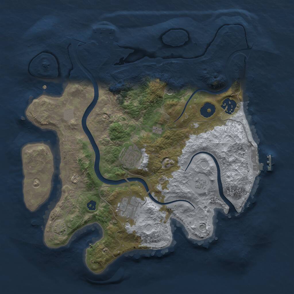 Rust Map: Procedural Map, Size: 3000, Seed: 2089019399, 9 Monuments