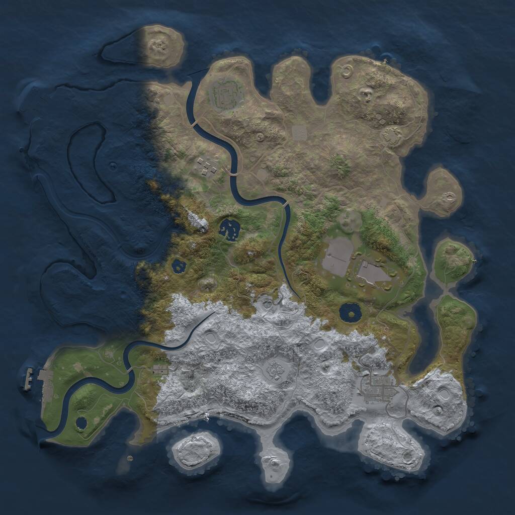 Rust Map: Procedural Map, Size: 3600, Seed: 858701326, 11 Monuments