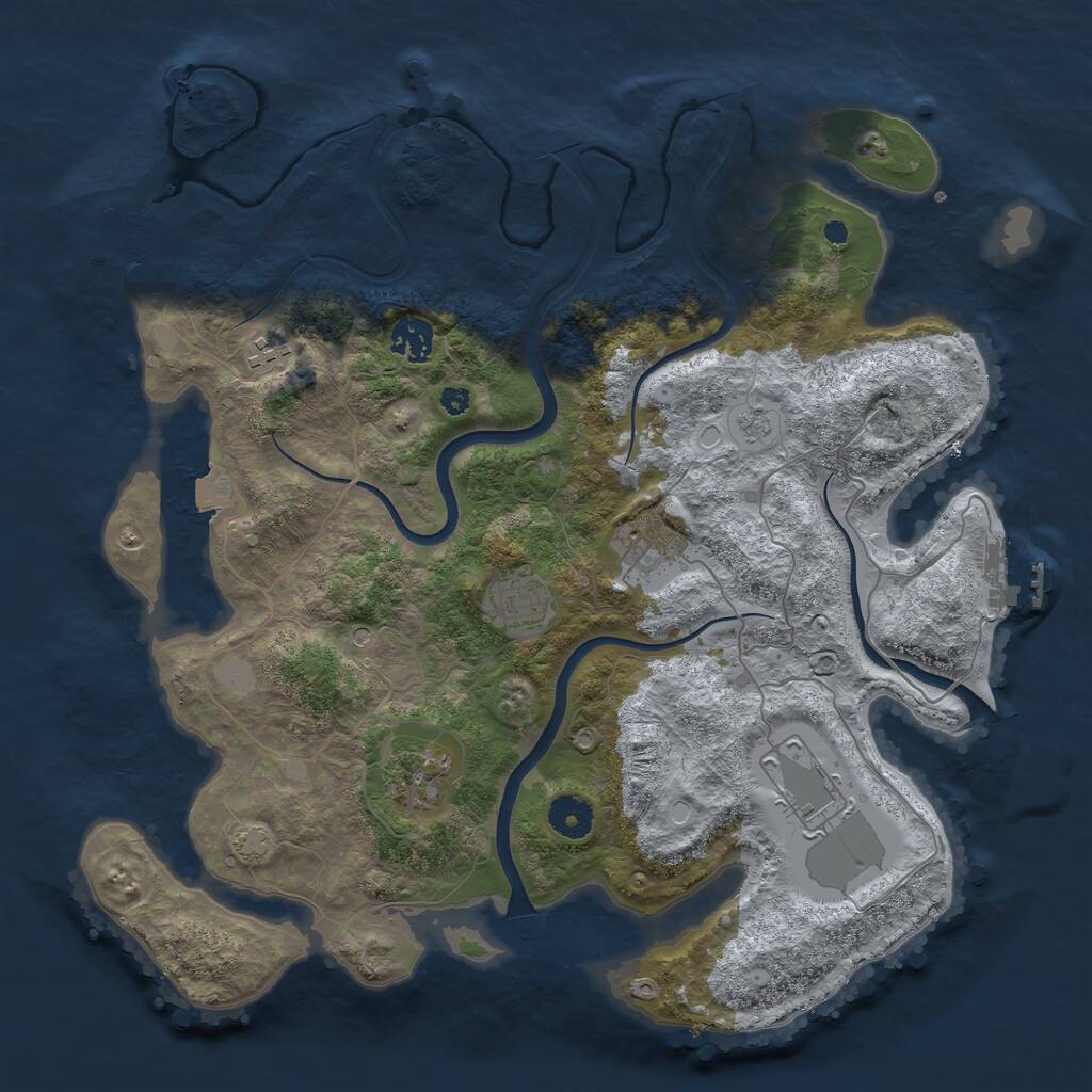 Rust Map: Procedural Map, Size: 3750, Seed: 78999, 12 Monuments