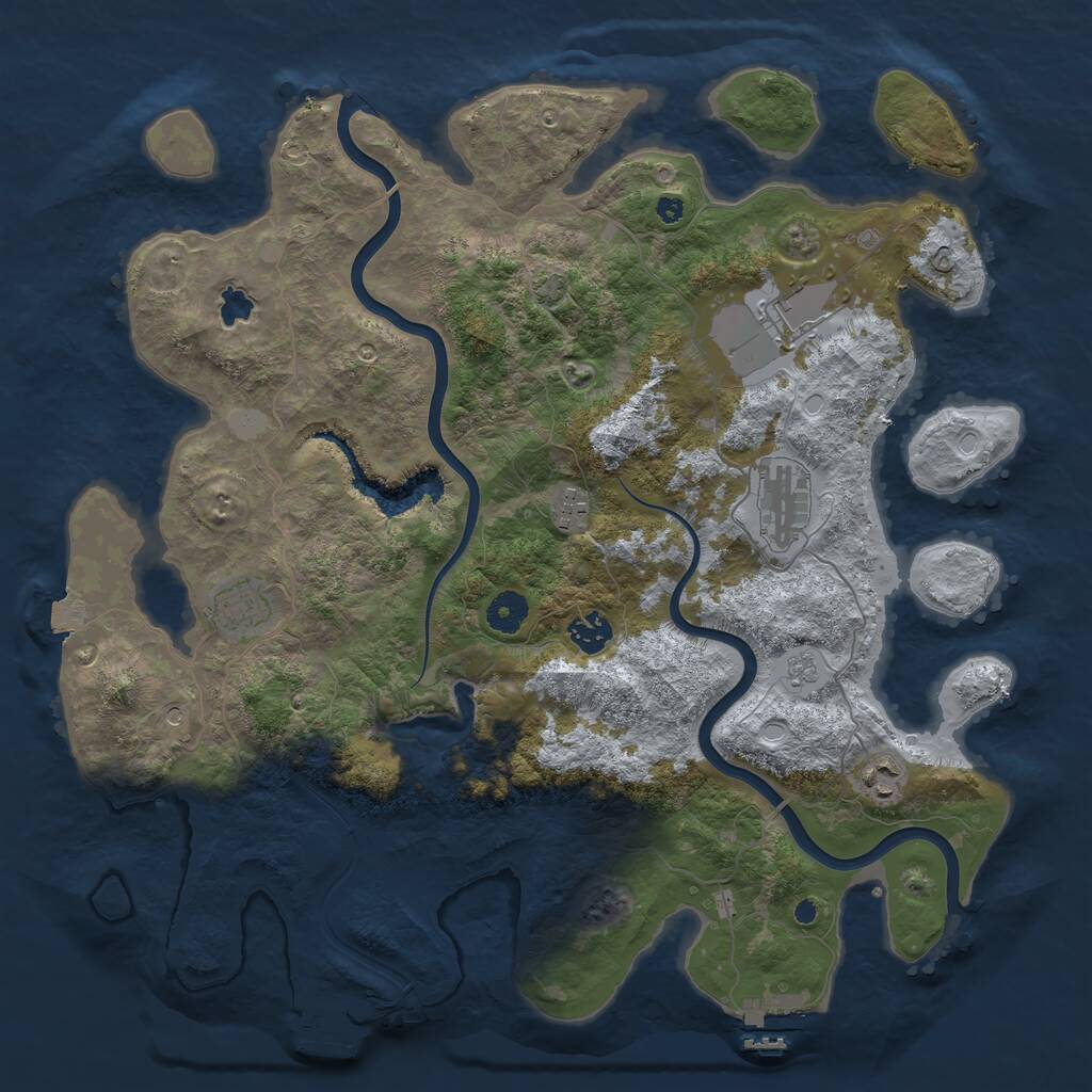 Rust Map: Procedural Map, Size: 4000, Seed: 2023503639, 12 Monuments