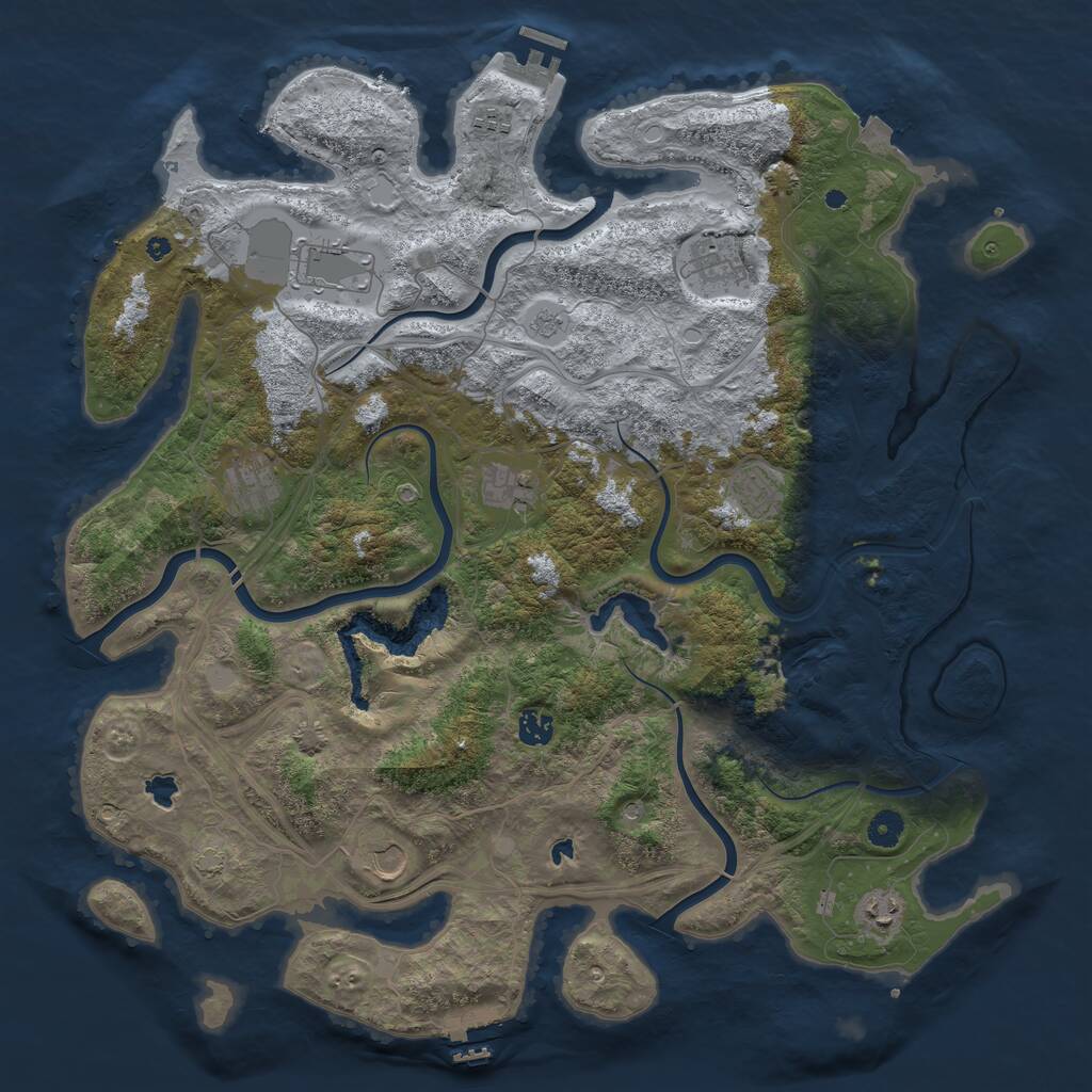 Rust Map: Procedural Map, Size: 4500, Seed: 49494, 15 Monuments