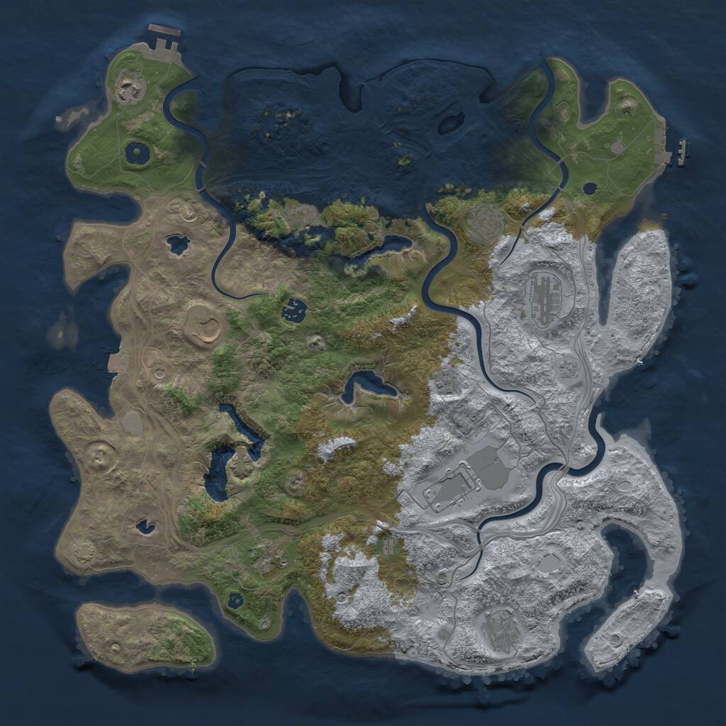 Rust Map: Procedural Map, Size: 4500, Seed: 882244377, 16 Monuments