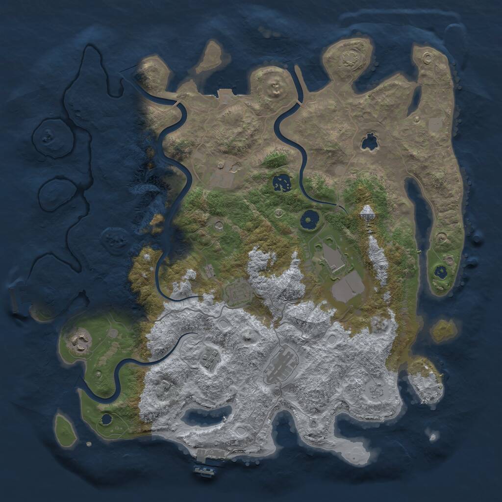 Rust Map: Procedural Map, Size: 4000, Seed: 1396444668, 13 Monuments