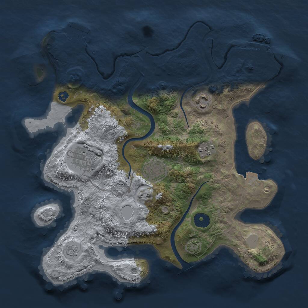 Rust Map: Procedural Map, Size: 3000, Seed: 578338677, 9 Monuments