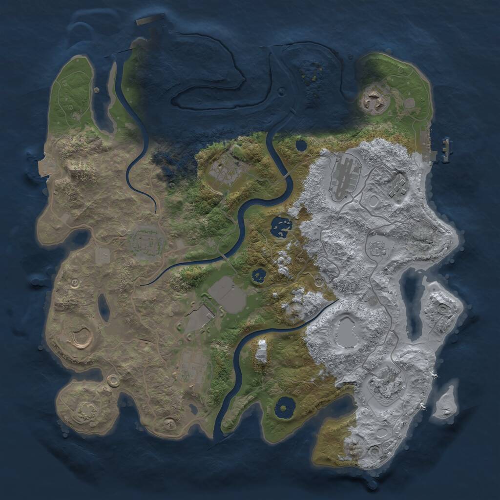Rust Map: Procedural Map, Size: 3500, Seed: 2025774831, 16 Monuments