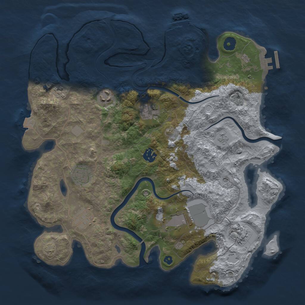 Rust Map: Procedural Map, Size: 3500, Seed: 2025774831, 14 Monuments