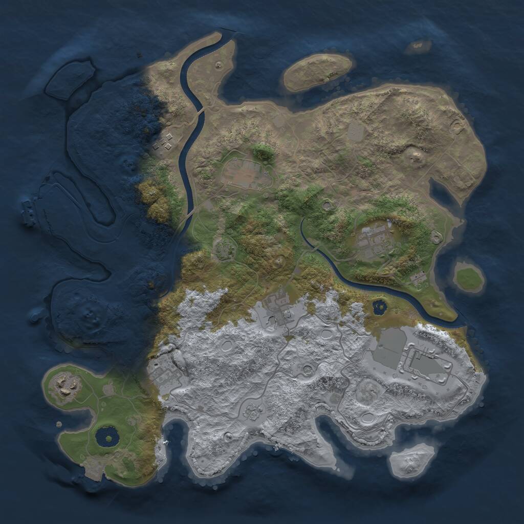 Rust Map: Procedural Map, Size: 3500, Seed: 323729727, 12 Monuments