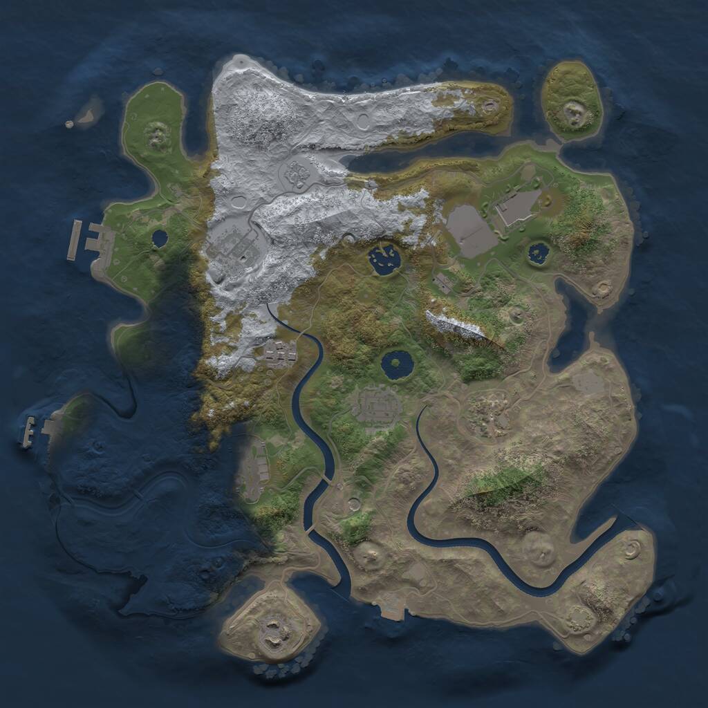 Rust Map: Procedural Map, Size: 3500, Seed: 185086672, 14 Monuments