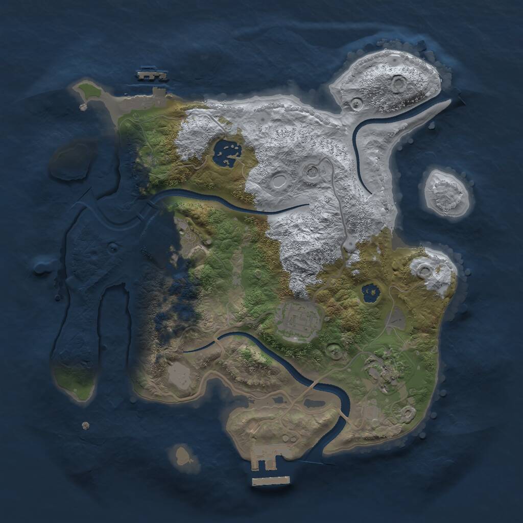Rust Map: Procedural Map, Size: 2800, Seed: 10381215, 8 Monuments