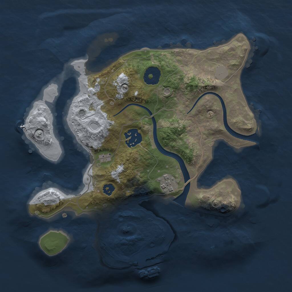 Rust Map: Procedural Map, Size: 2500, Seed: 1927197537, 4 Monuments
