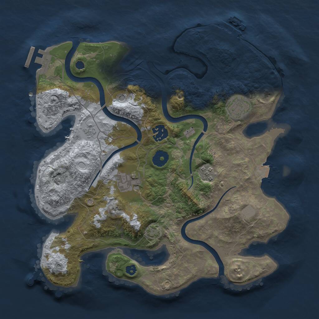 Rust Map: Procedural Map, Size: 3000, Seed: 19877453, 10 Monuments