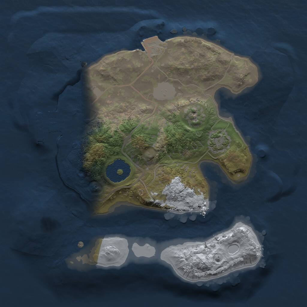 Rust Map: Procedural Map, Size: 2000, Seed: 33989, 3 Monuments