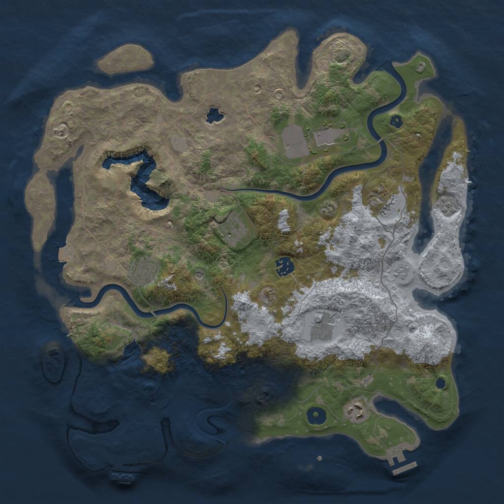 Rust Map: Procedural Map, Size: 4000, Seed: 2043723089, 14 Monuments