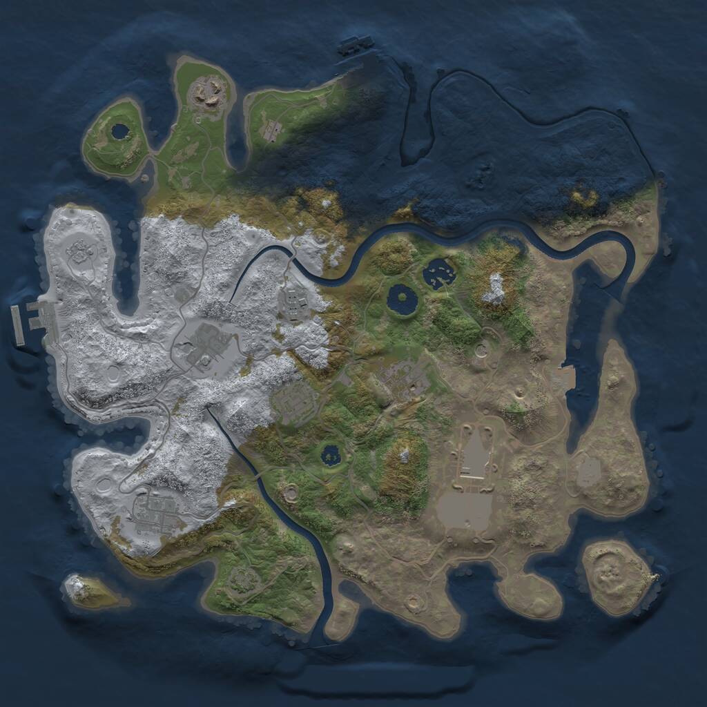 Rust Map: Procedural Map, Size: 3500, Seed: 748869409, 14 Monuments