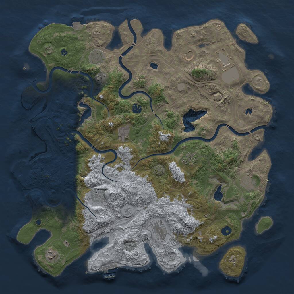 Rust Map: Procedural Map, Size: 4500, Seed: 1188557979, 17 Monuments