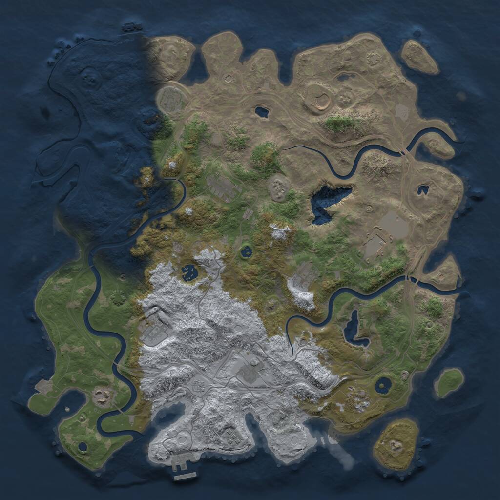 Rust Map: Procedural Map, Size: 4500, Seed: 1188557979, 17 Monuments